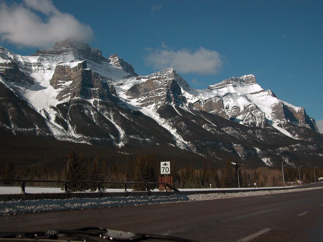 21 Mount Rundle Main Peak and Mount Rundle 1 From Trans Canada Highway Between Canmore and Banff In Winter